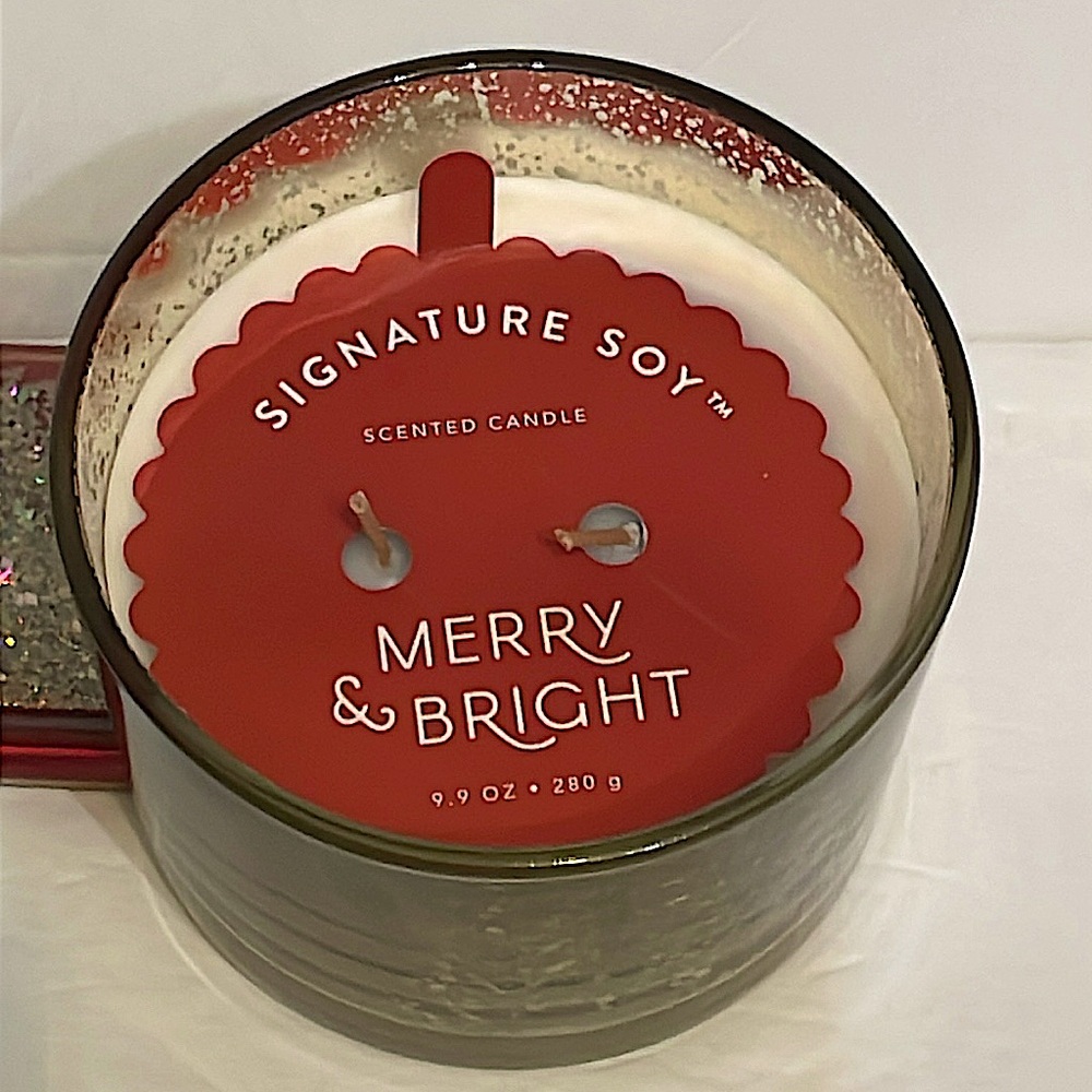 SIGNATURE SOY Merry and Bright Mercury Glass 2-Wick Jar Candle 10oz